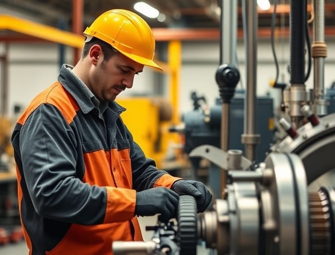 Skilled industrial fitters working with precision equipment