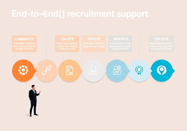End-to-end recruitment support from sourcing to on-site arrival