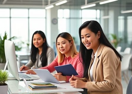 Skilled Filipino professionals in a modern office environment