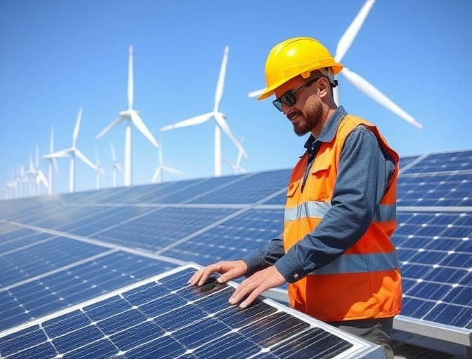 Renewable energy engineers working on solar and wind projects in Australia