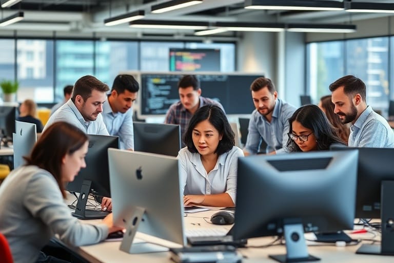 International IT professionals collaborating in an Australian technology company